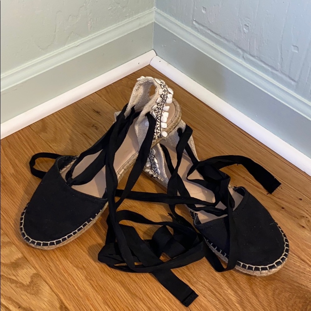Black and white espadrille sandals